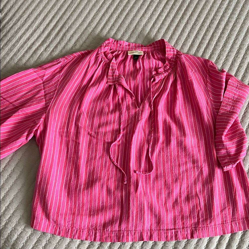 Universal Thread Pink and White Striped Top